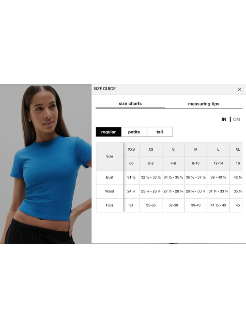 New Athleta M Signature Rib Crop Tee Breaker Blue Medium Regular - Picture 7 of 7